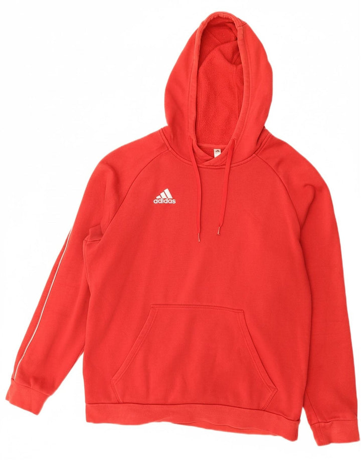 ADIDAS Mens Hoodie Jumper Large Red Cotton