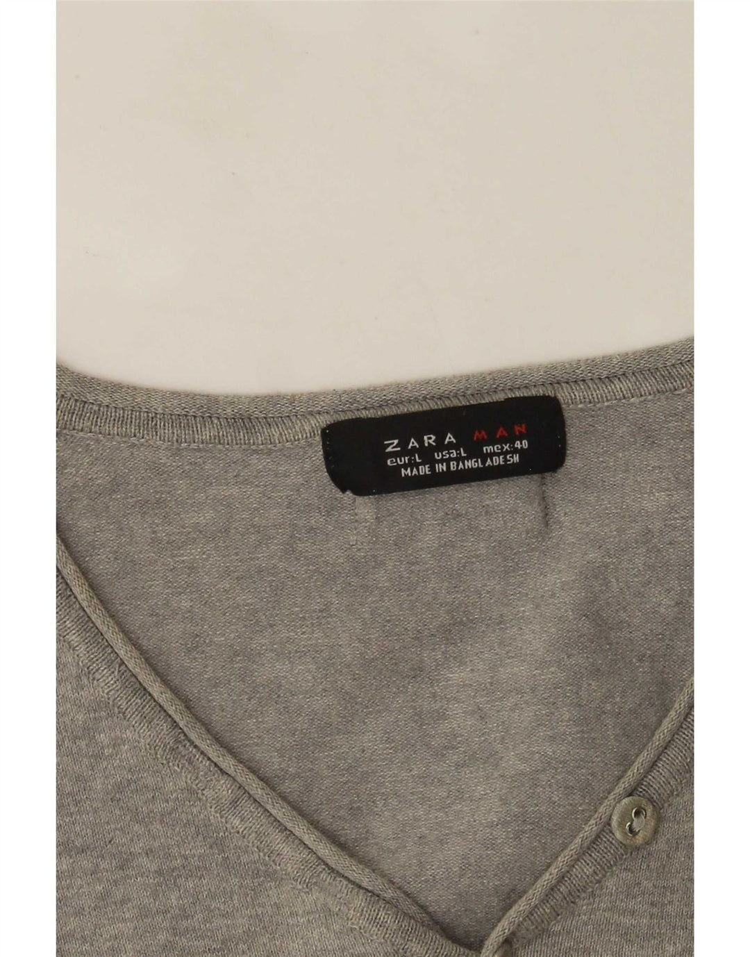Zara Herre Kortærmet V-hals sweater Stor Grå Flecked