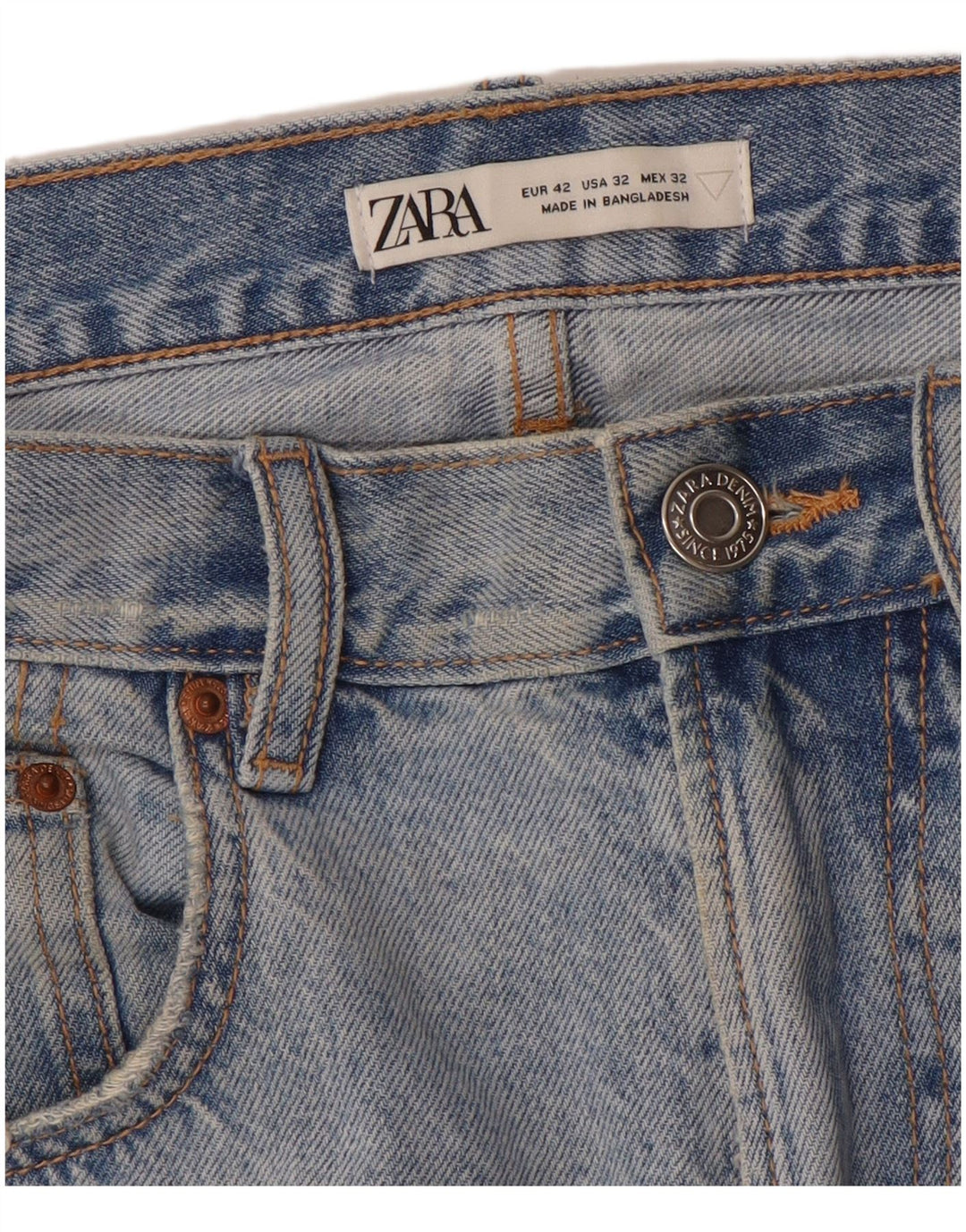 ZARA Herre Cropped Jeans EU 42 Large W32 L24 Blå