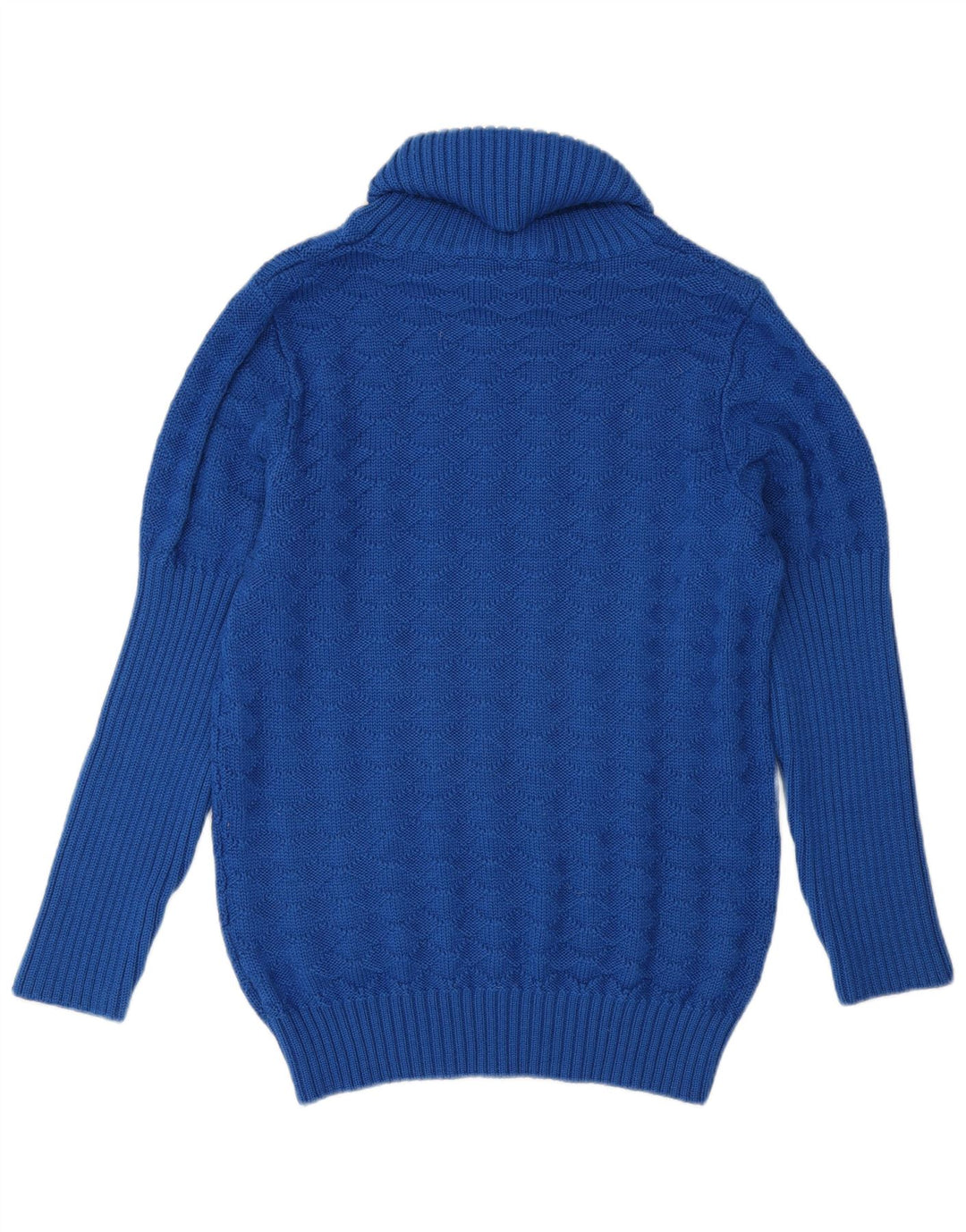 Vintage Dame Rullehals Sweater UK 14 Medium Blue Wool