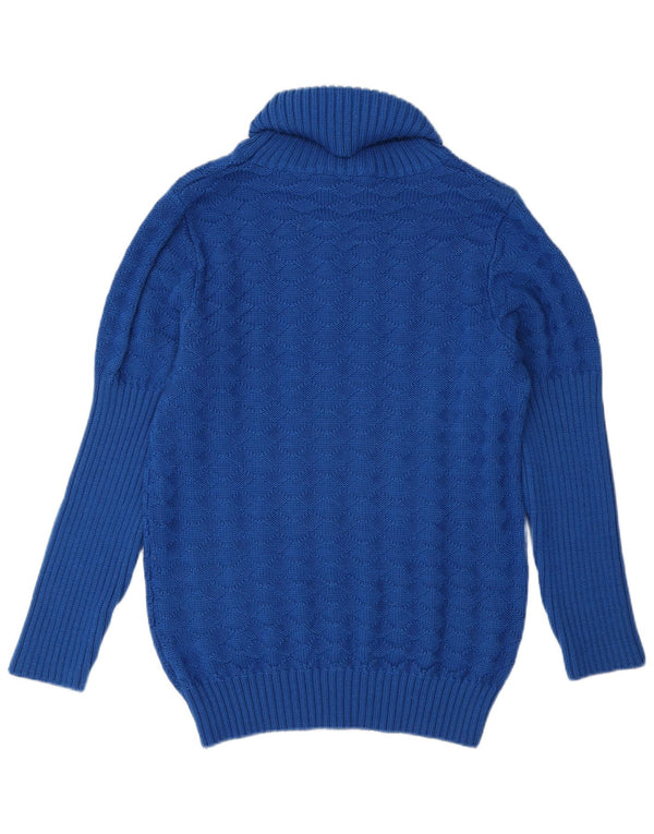 Vintage Dame Rullehals Sweater UK 14 Medium Blue Wool