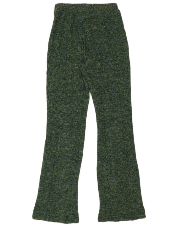 Zara Dame Strik Flare Bukser Small W26 L31 Grøn Flecked