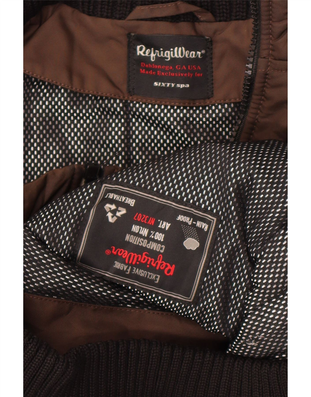 Refrigiwear Herre Bomber Regnjakke UK 42 XL Brun Colourblock Nylon