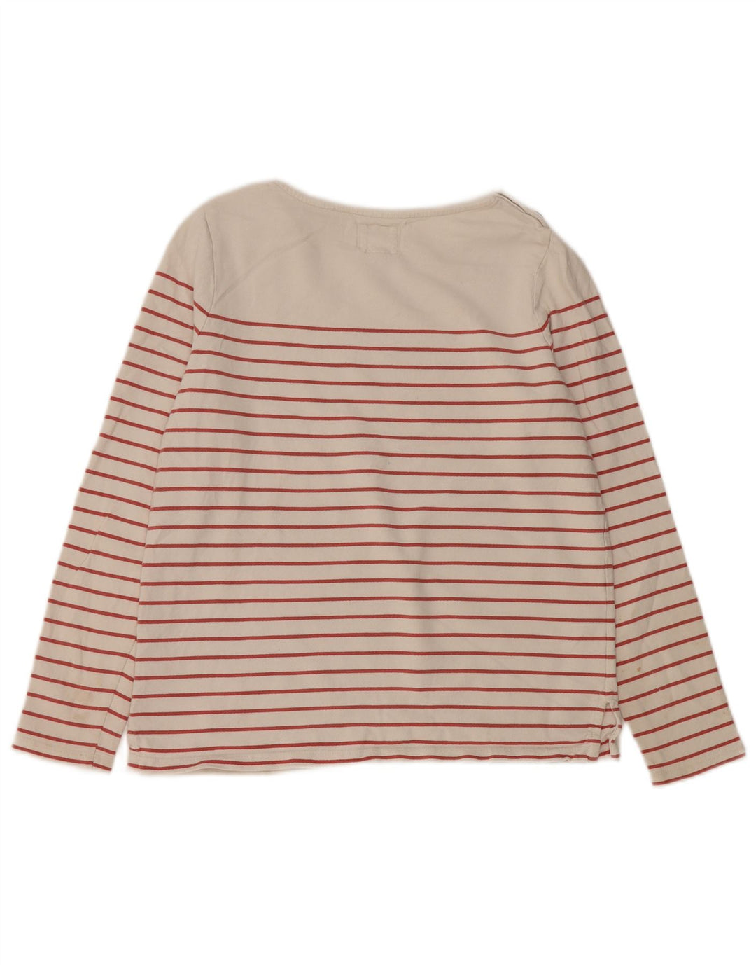 FAT FACE Dame Top Langærmet UK 8 Small Off White Stribet Bomuld