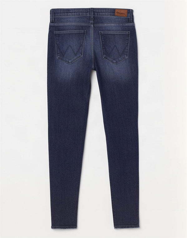 Wrangler Dame Skinny Jeans W29 L27 Marineblå Bomuld