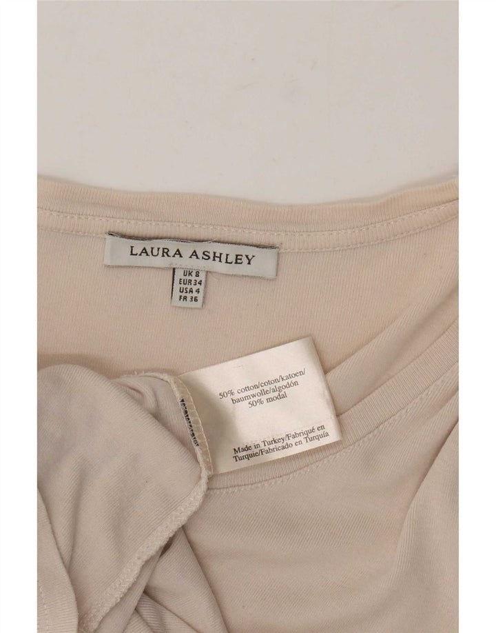 Laura Ashley Dame Top 3/4 ærmer UK 8 Small Beige Bomuld