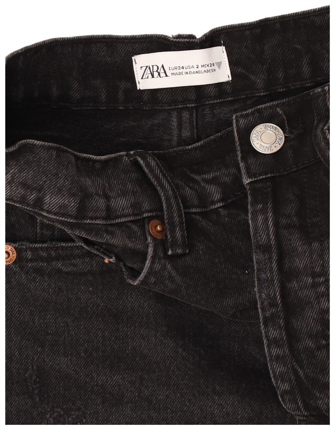 Zara Dame Denim Shorts EU 34 2XS W24 Sort