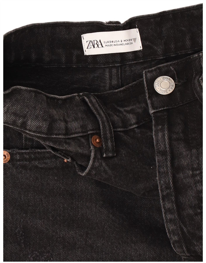 Zara Dame Denim Shorts EU 34 2XS W24 Sort