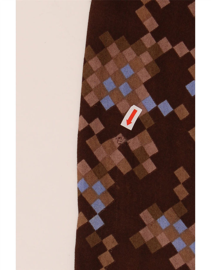 VINTAGE Bomberjakke til kvinder UK 12 Medium Brun Geometrisk