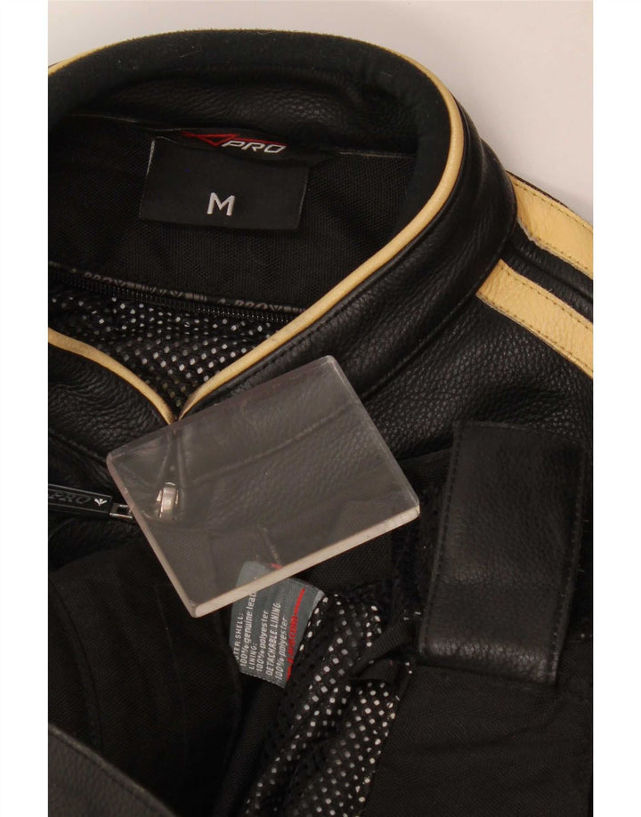 XPro Herre Læder Biker Jacket UK 38 Medium Sort Stribet