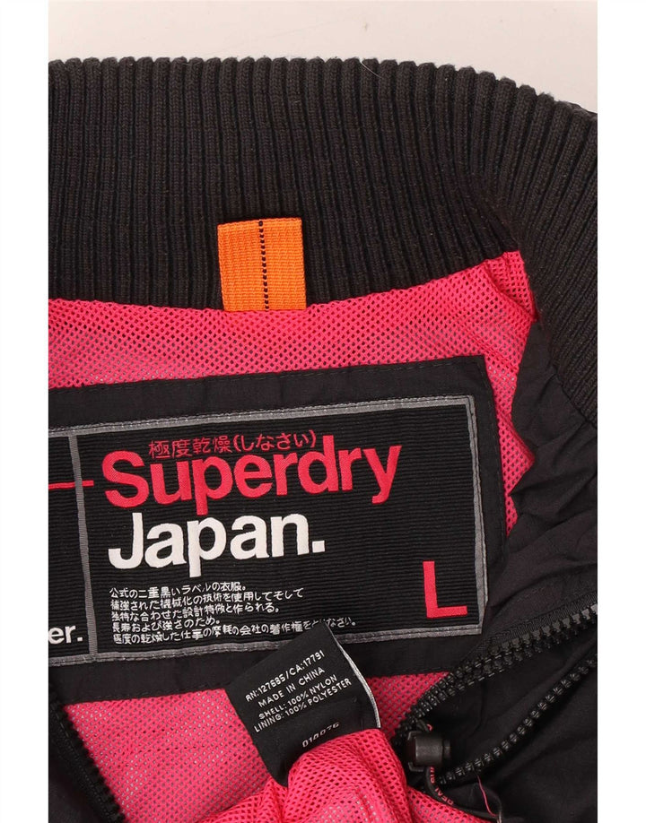 Superdry Graphic Windbreaker Jacket til kvinder UK 16 Stor sort nylon