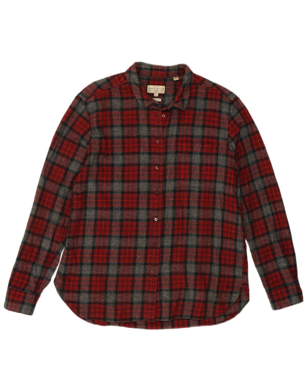 Jack Wills Dame Kæreste Fit Flannel Skjorte UK 14 Large Burgundy Check
