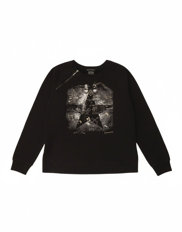CONVERSE Womens Graphic Sweatshirt Jumper UK 16 Large Black Cotton
