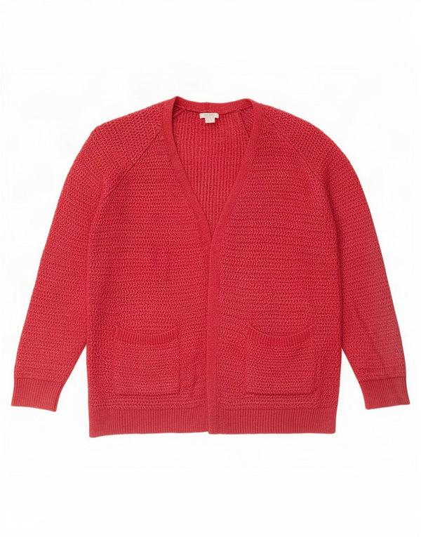 Fat Face Dame Oversized Open Cardigan Sweater UK 12 Medium Red Viscose