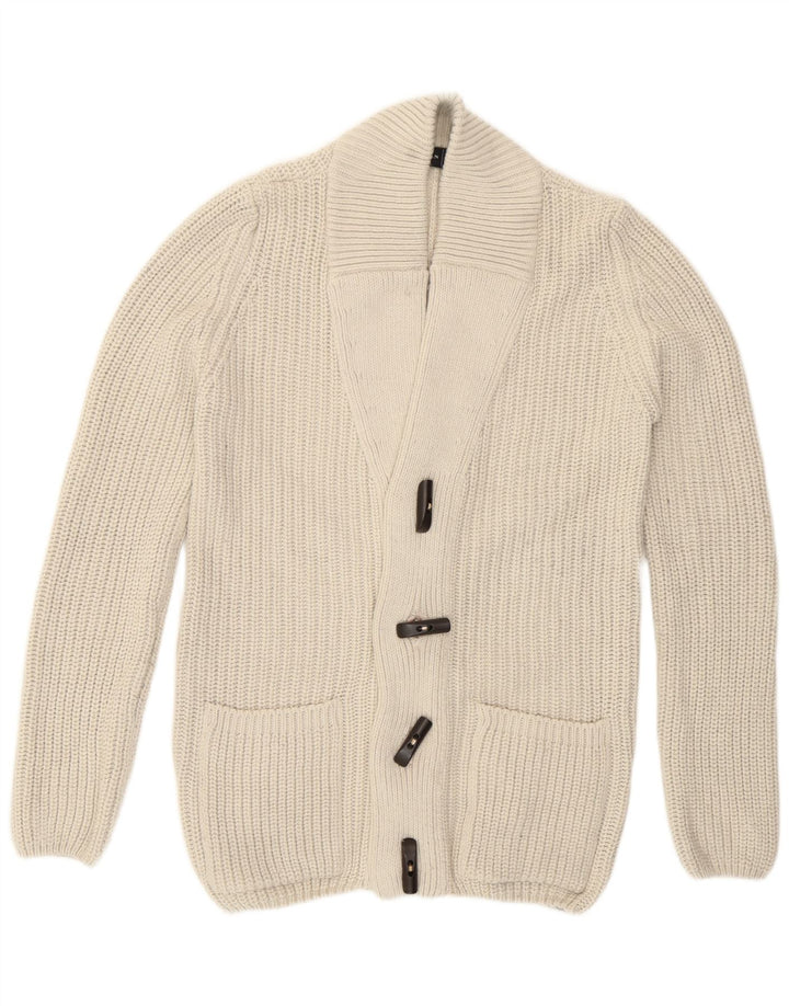 Zara Herre Duffle Buttons Cardigan Sweater Medium Off White Akryl