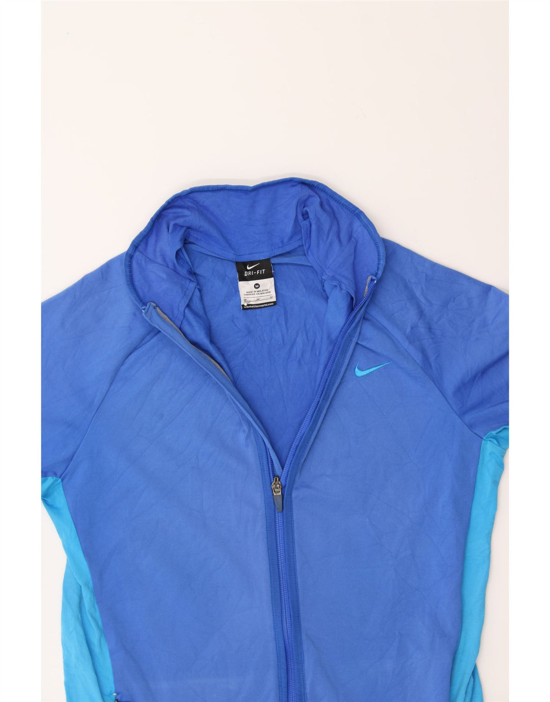 NIKE Womens Tracksuit Top Jacket UK 12 Medium Blue Colourblock Polyester Vintage Nike and Second-Hand Nike from Messina Hembry 