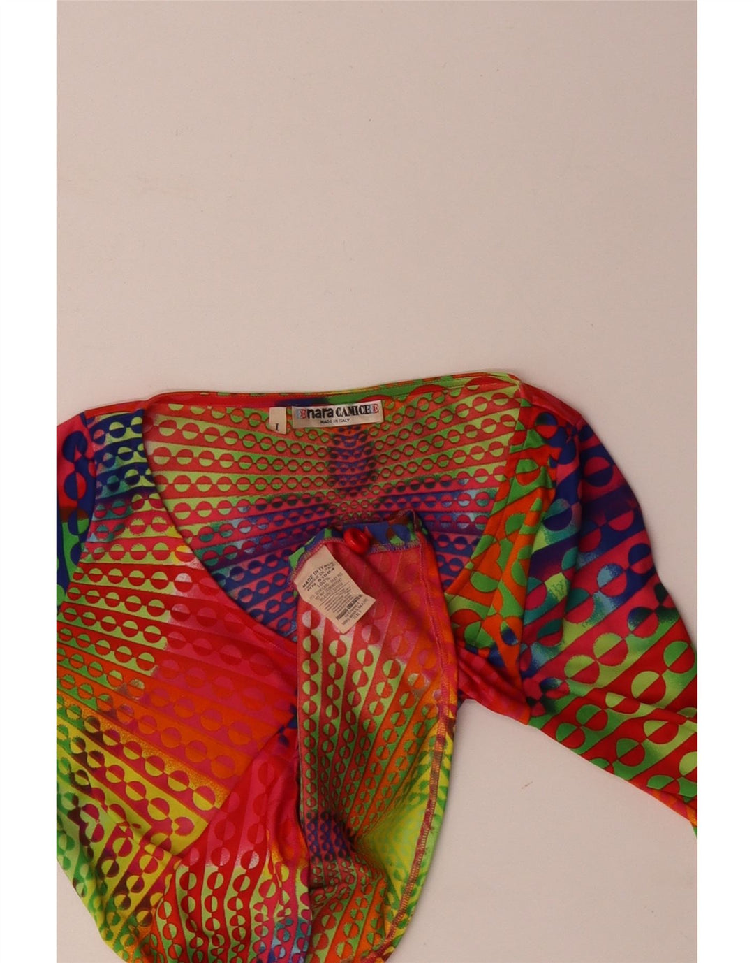 Naracamicee Womens Crop Top UK 12 Medium Flerfarvet geometrisk silke