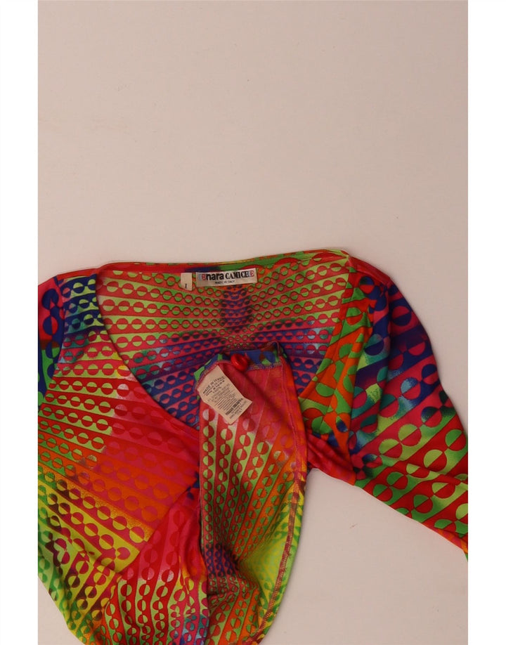 Naracamicee Womens Crop Top UK 12 Medium Flerfarvet geometrisk silke