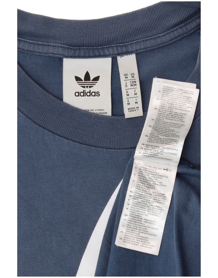 Adidas Grafisk T-shirt top mellemblå bomuld til mænd