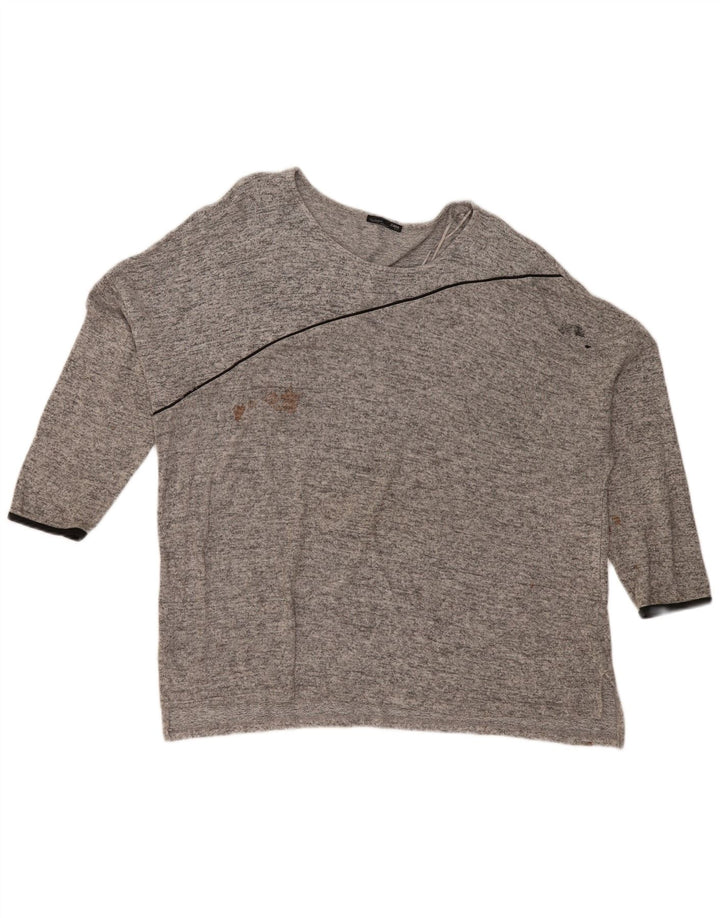 Zara Dame Oversized Top 3/4 ærme UK 16 Large Grå Flecked