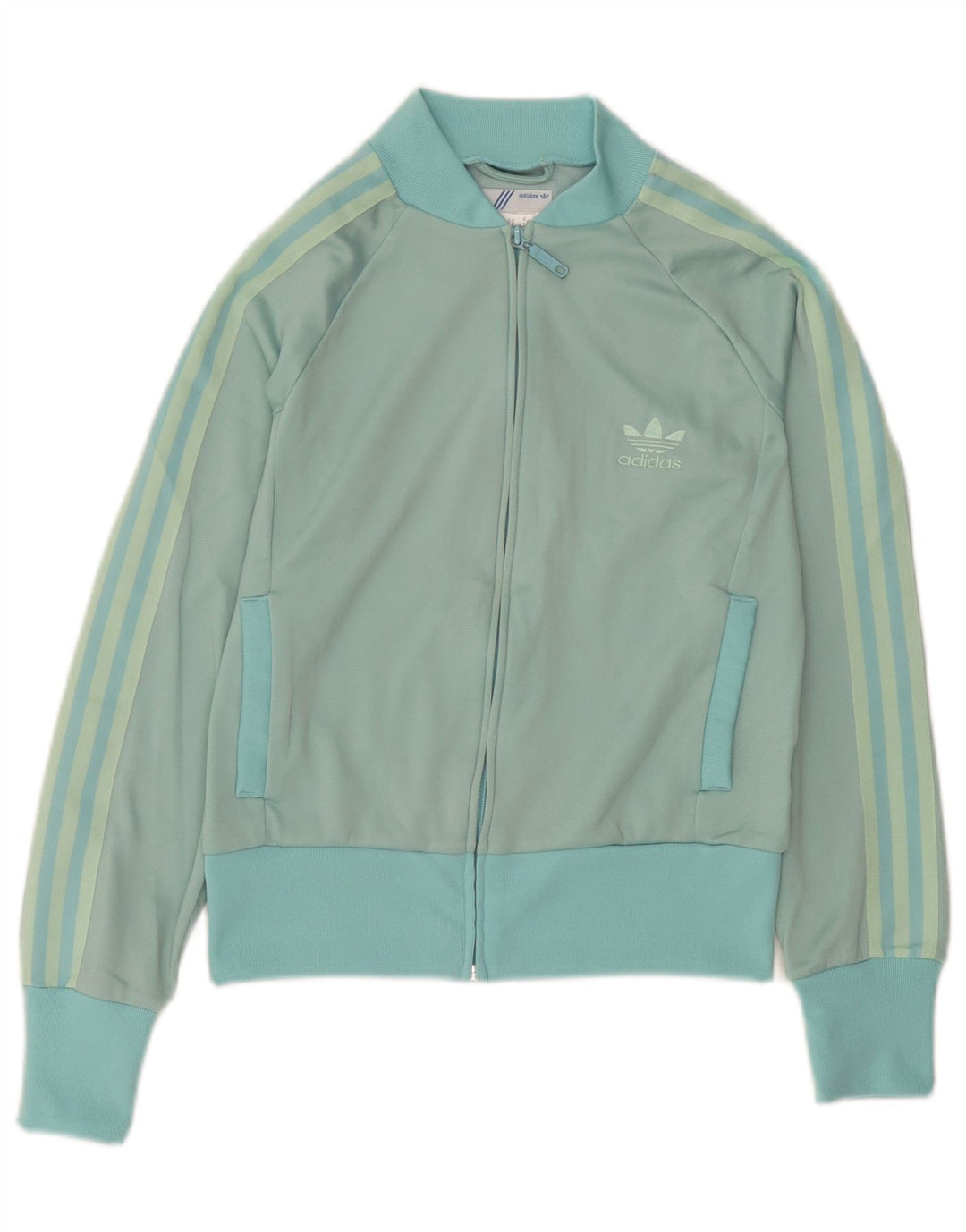Adidas træningsdragt topjakke til kvinder UK 10 Small Turkis Colourblock Nylon