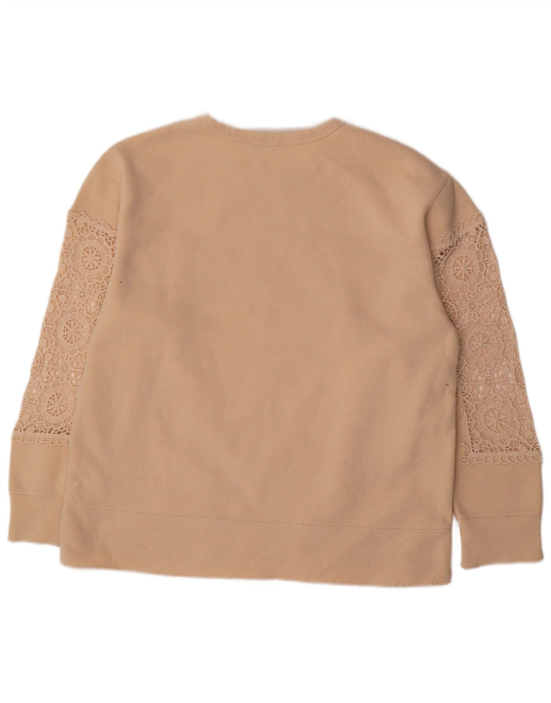 Zara Dame Oversized Sweatshirt Jumper UK 14 Medium Beige Blomsterbomuld