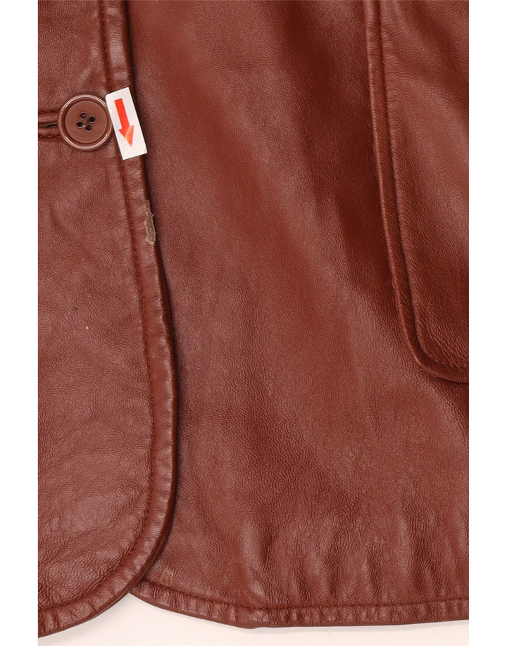 Classics Dame 3-knaps læder blazerjakke UK 26 5XL Brunt læder