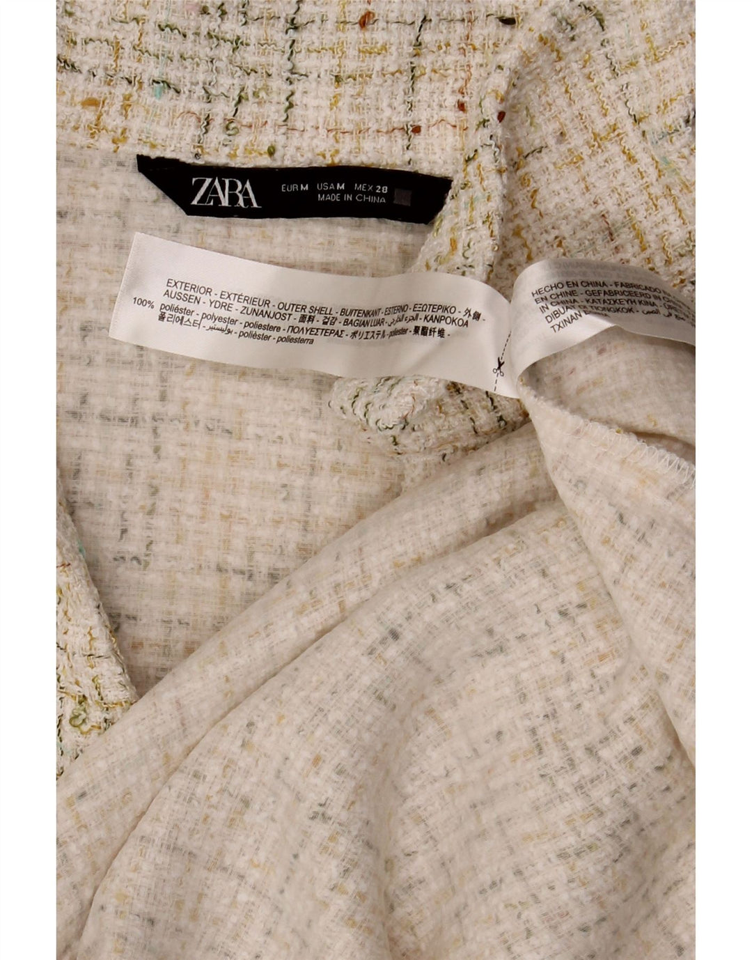 Zara ærmeløs poloshirt til kvinder UK 14 Medium Off White Flecked Polyester