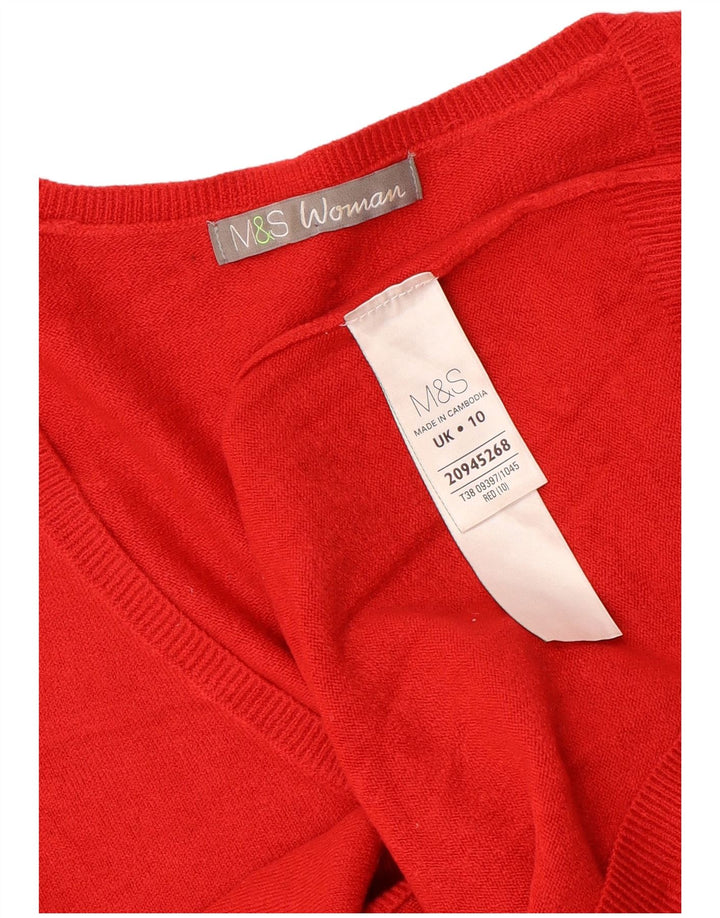 Marks & Spencer Dame Oversized V-hals sweater UK 10 Small Red