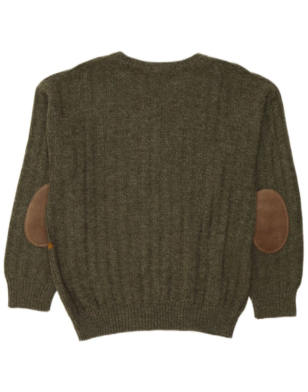 Rodes Herre Crew Neck Jumper Sweater IT 50 Medium Grøn Stribet Akryl