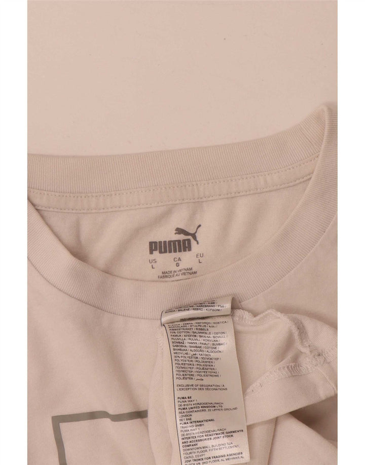Puma Herre Grafisk T-Shirt Top Stor Hvid Bomuld