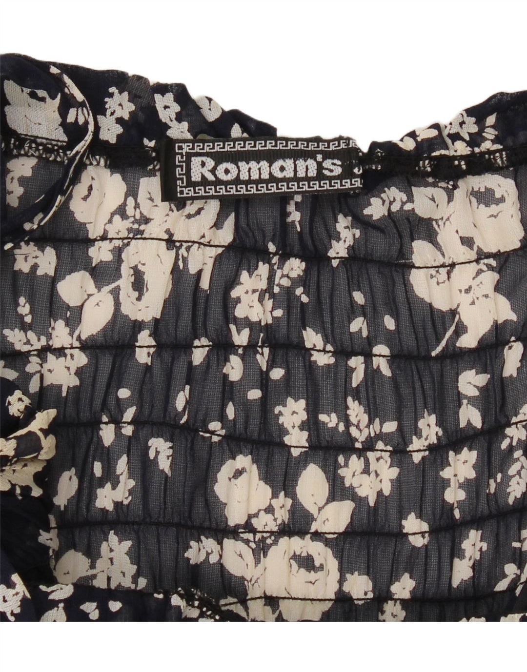 ROMAN'S Womens Cami Top UK 12 Medium Navy Blue Floral Vintage Roman's and Second-Hand Roman's from Messina Hembry 