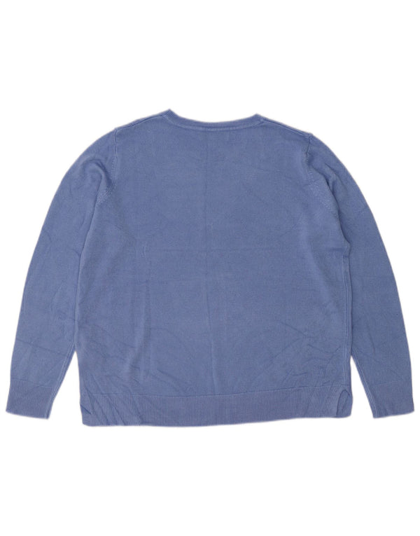 Marks & Spencer Dame Boat Neck Jumper Sweater UK 14 Large Blue Acryl