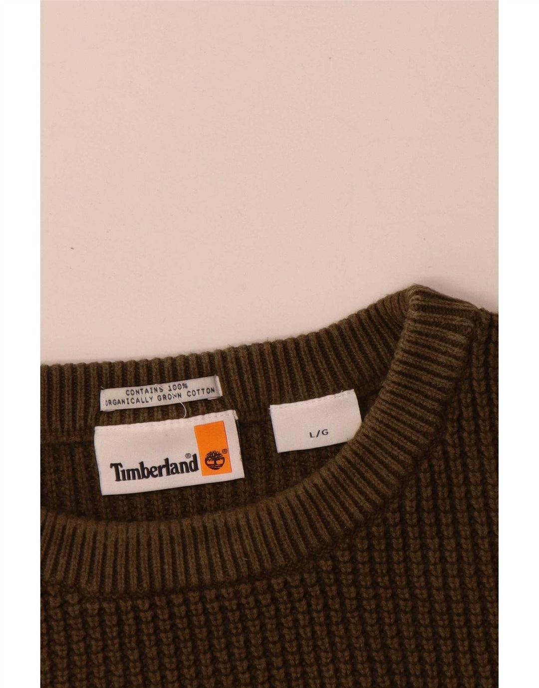 Timberland Herre Crew Neck Jumper Sweater Stor Khaki Bomuld
