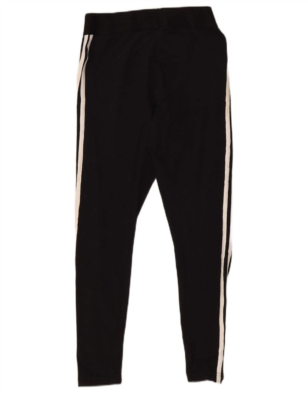Adidas Dame Leggings UK 12/14 Medium Sort Stribet Bomuld