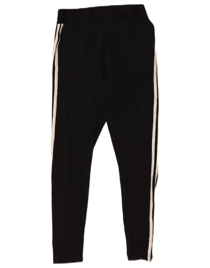 Adidas Dame Leggings UK 12/14 Medium Sort Stribet Bomuld