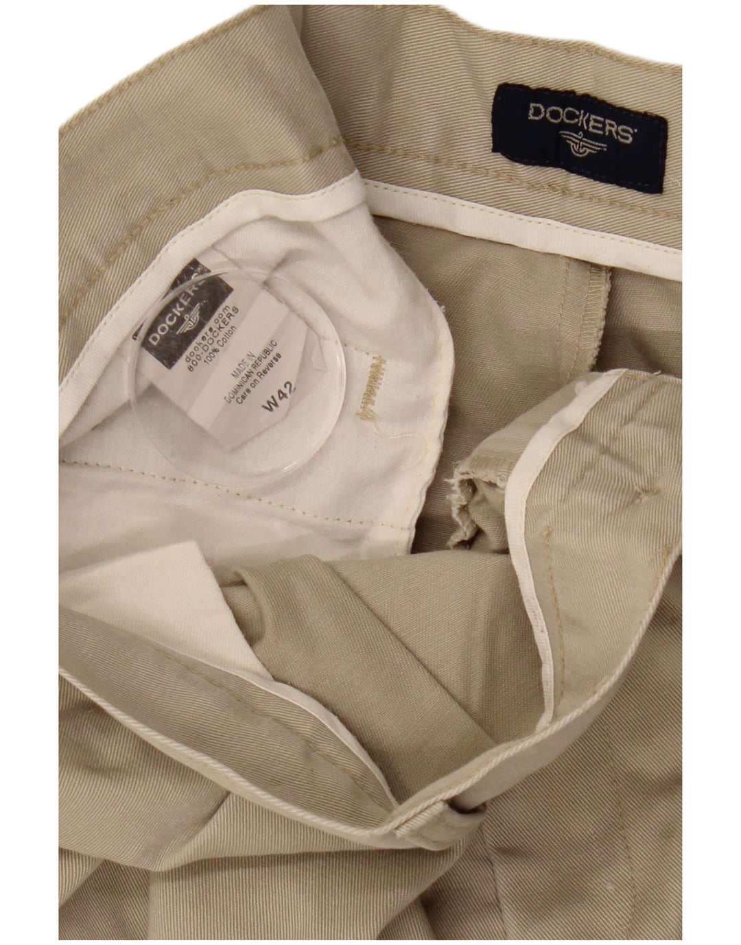 DOCKERS Herre Pegged Chino Shorts W42 2XL Beige Bomuld