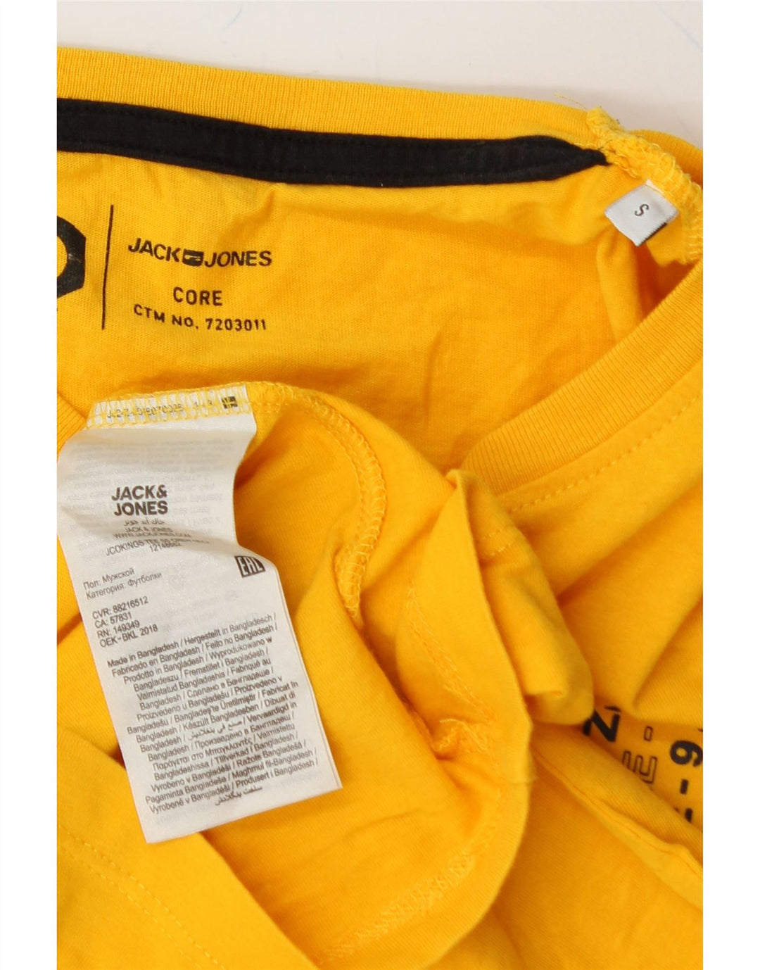 JACK & JONES Mens Graphic T-Shirt Top Small Yellow Cotton Vintage Jack & Jones and Second-Hand Jack & Jones from Messina Hembry 