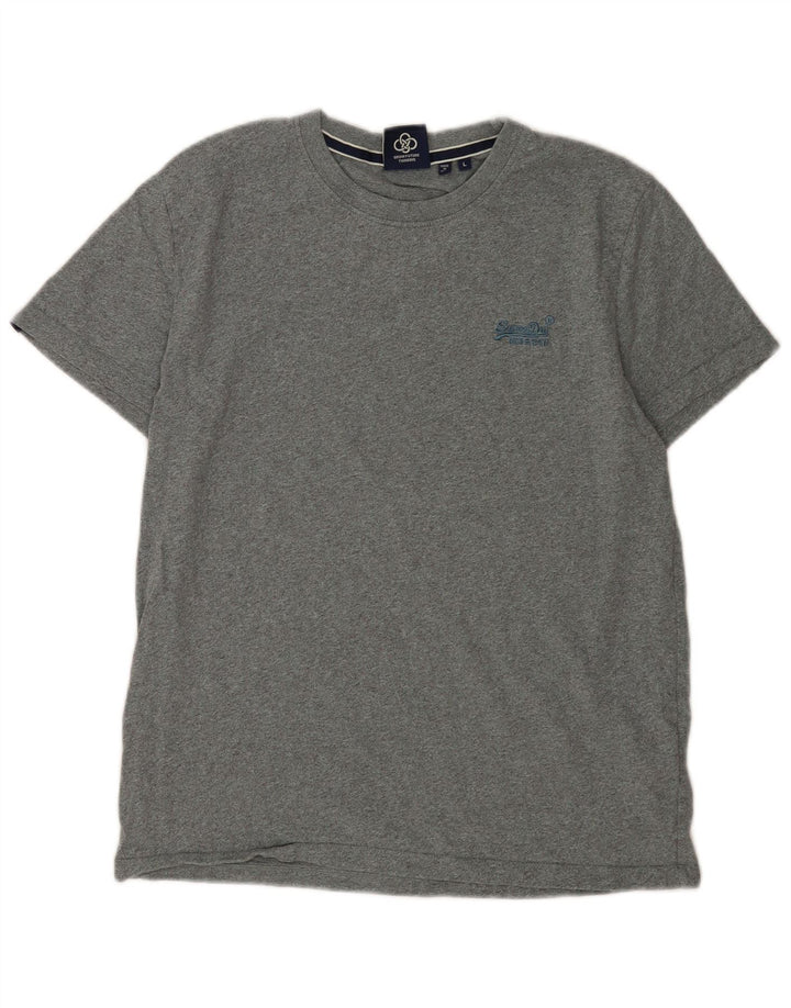 Superdry T-shirt top til mænd, stor grå bomuld