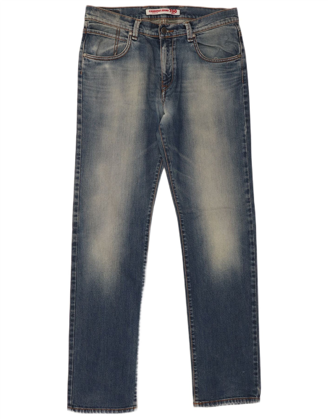 CARRERA Herre 700 Acid Wash Regular Straight Jeans W36 L34 Blå Bomuld