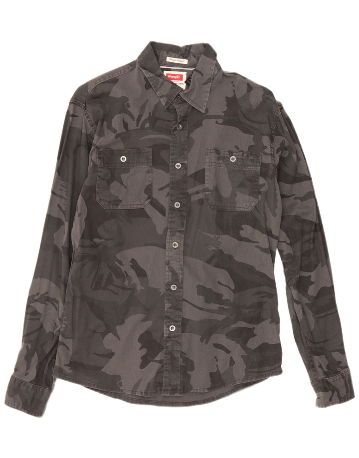 Wrangler Herreskjorte Medium Grå Camouflage Bomuld