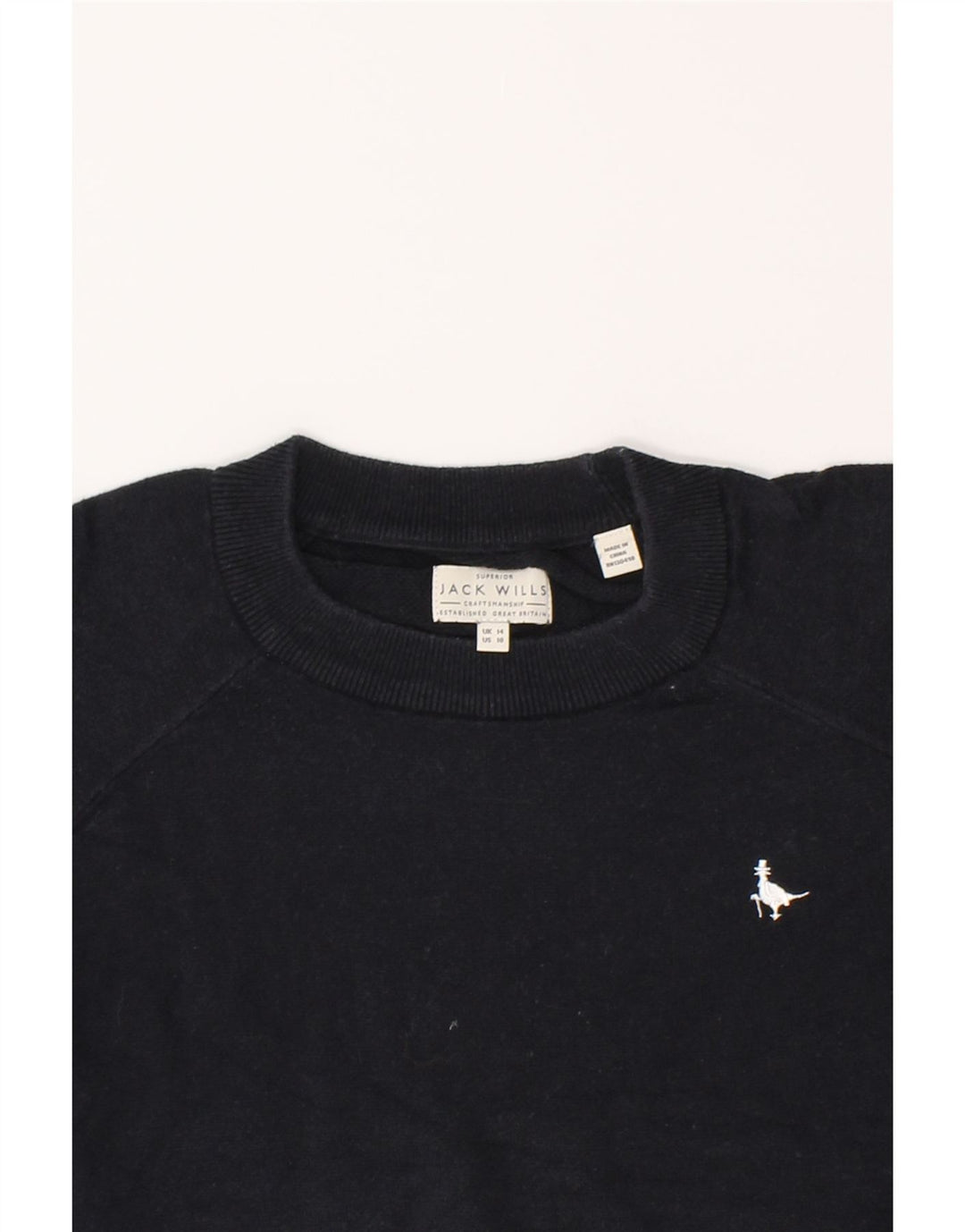 JACK WILLS Womens Crew Neck Jumper Sweater UK 14 Medium Navy Blue Cotton Vintage Jack Wills and Second-Hand Jack Wills from Messina Hembry 