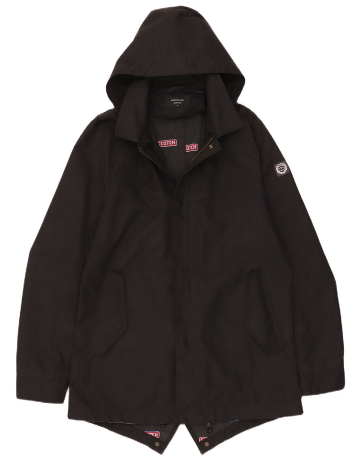 Scotch & Soda Herre Hooded Parka Jacket UK 40 Large Black Polyester