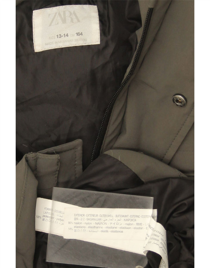 Zara drenge hættepolstret frakke 13-14 år Khaki Nylon