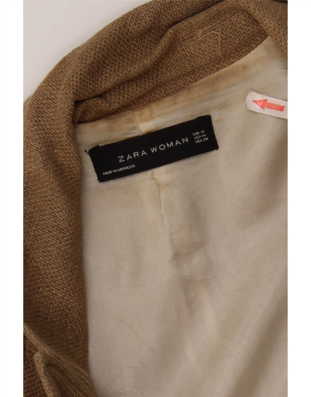 Zara Dame Longline Double Breasted Blazer Jacket UK 14 Medium Brown Linen