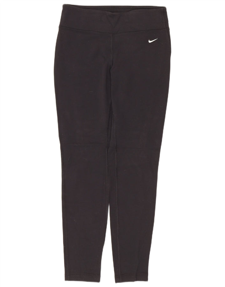 NIKE Dame Dri Fit Leggings UK 12 Medium Sort Nylon