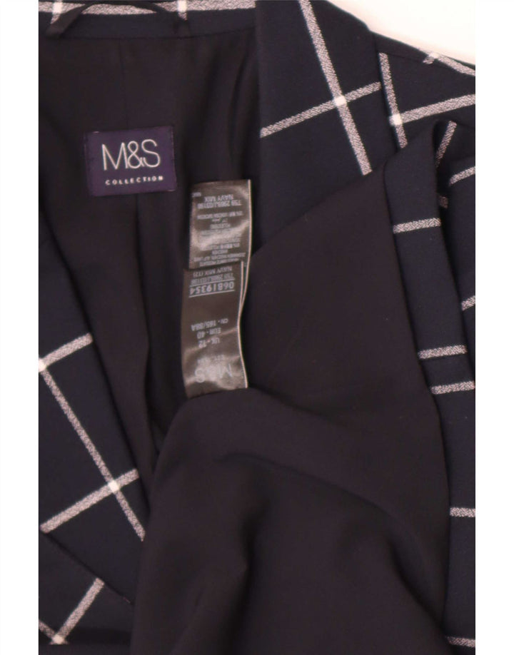 Marks & Spencer Dame Blazer Jacket UK 12 Medium Navy Blue Check