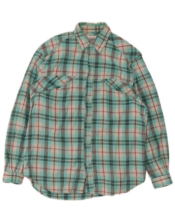 Tænk Pink Herre flannelskjorte str. 39 15 1/2 Medium turkis ternet
