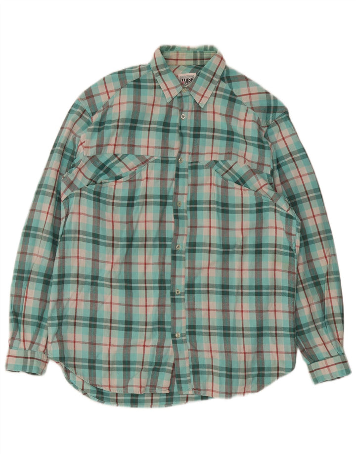 Tænk Pink Herre flannelskjorte str. 39 15 1/2 Medium turkis ternet