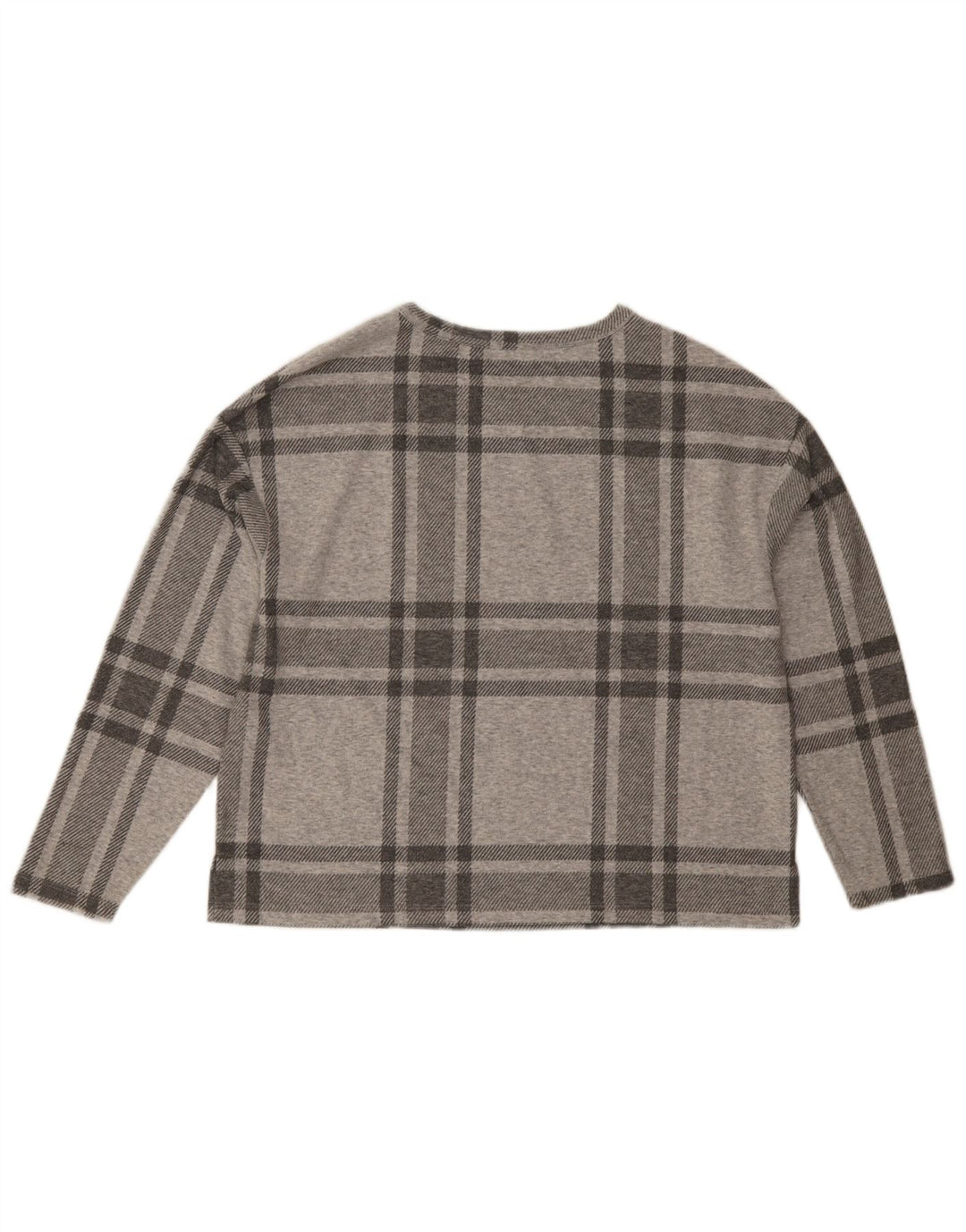 Marks & Spencer Dame Top Langærmet UK 14 Stor Grå Plaid Polyester